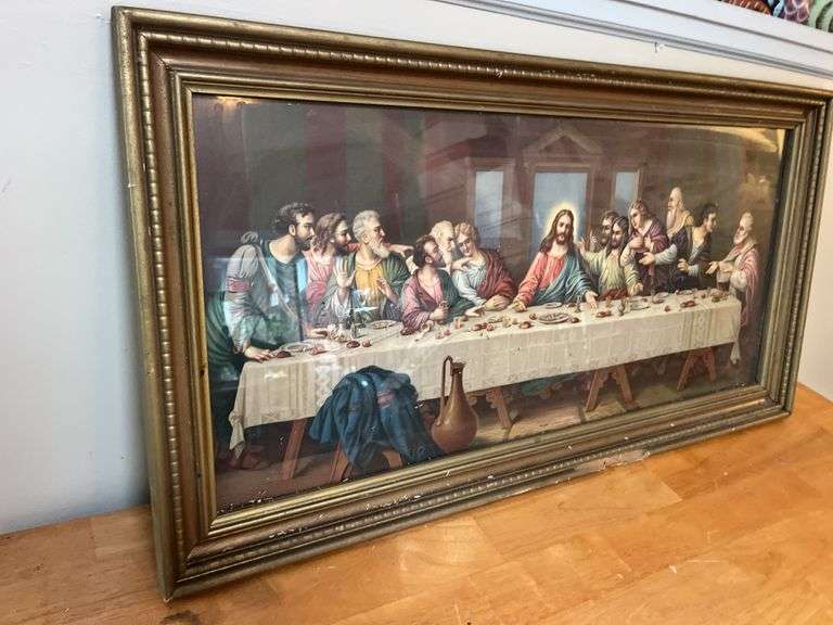 Last Supper Framed Print 34”x18”