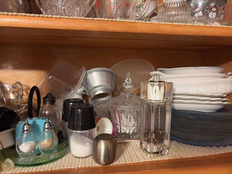 Contents of Cabinet - assorted dishes and glassware