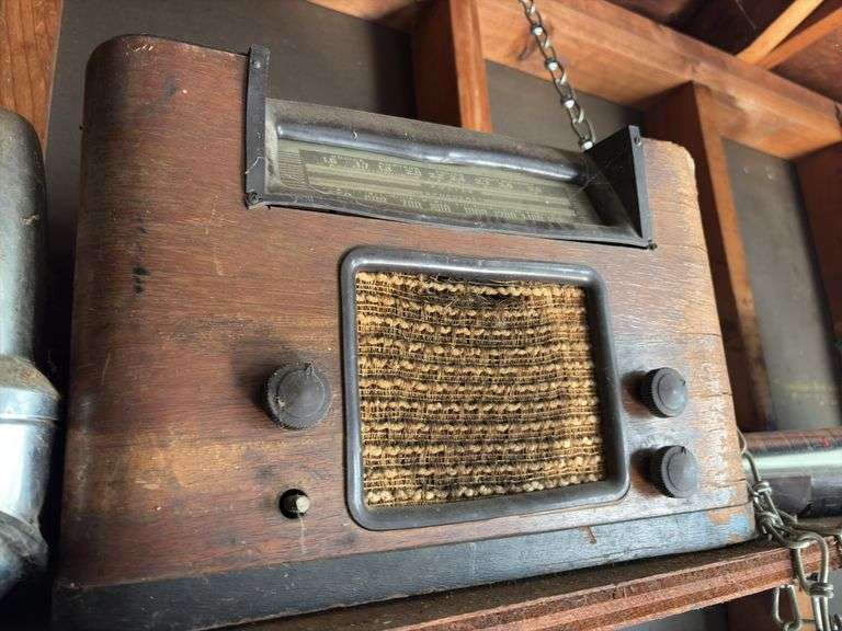 Contents of Shelf - GE Toaster, Radio, Jewelry Box
