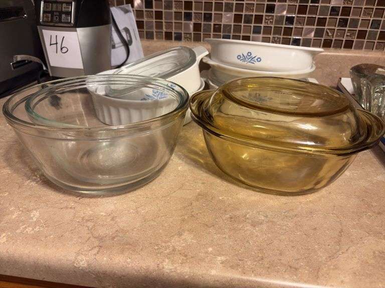 Assorted Corning Ware Dishes and Mixing Bowls