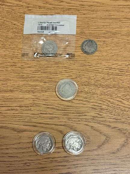 (3) Liberty Head V Nickels & (2) Buffalo Nickels image