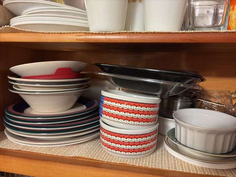 Contents of Cabinet - assorted dishes and glassware