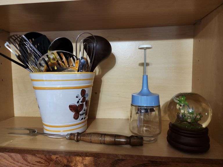 Contents of Cabinet - Servimg Utensils and Assorted Kitchenware
