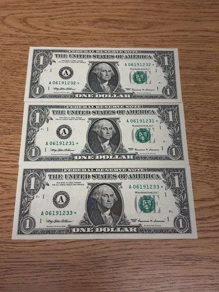 (3) 1999 $1 US Bank Notes image