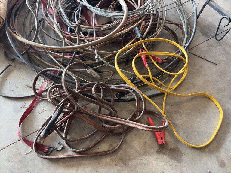 Assorted Steel Cable, Jumper Cables, Burlap