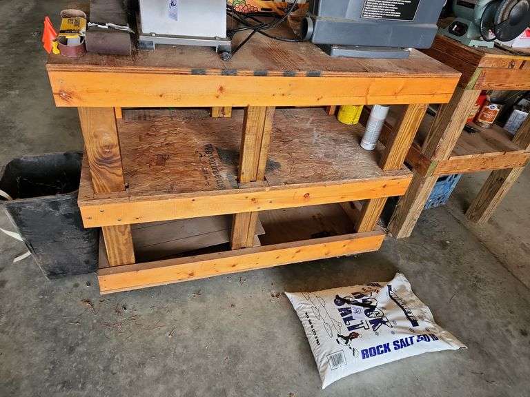 Wooden Rolling Shop Table 48"x24"x37" - Sander and Band Saw NOT Included