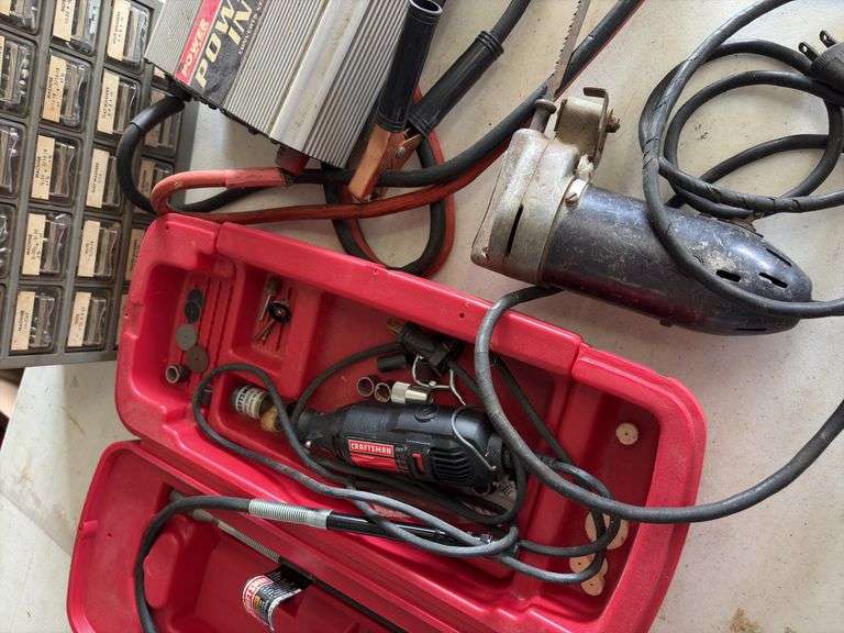 Bolt Bin, Craftsman Dremel, Power Inverter and Scroll Saw