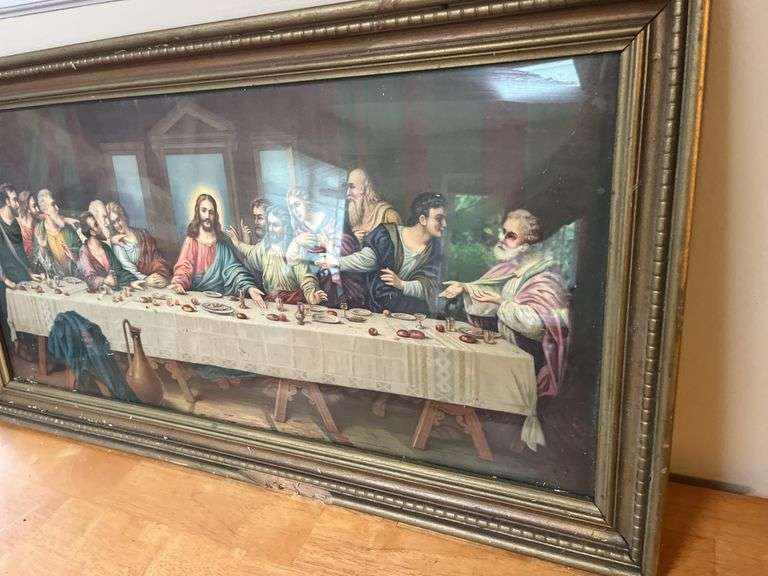 Last Supper Framed Print 34”x18”