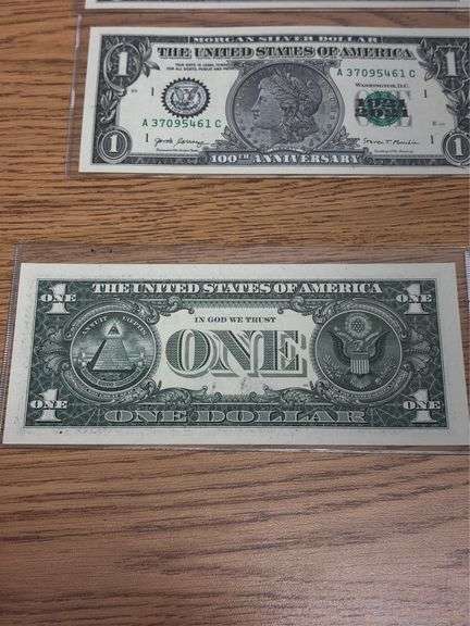 (10) 100th Anniversary Morgan Silver Dollar $1 US Bank Notes