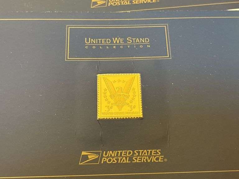 24K Gold Layered .999 Silver USPS United We Stand Collection Stamps