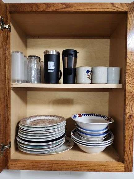 Contents of Cabinet - Coffe Mugs, Glasses and Plates image