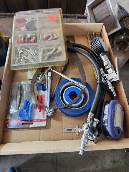 3 Flats of Miscellaneous Shopware - Lanterns, Electrical Clip Kit, Assorted Hardware