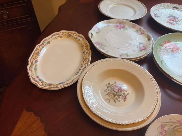 Large Group of Assorted Serving Plates & Dollies