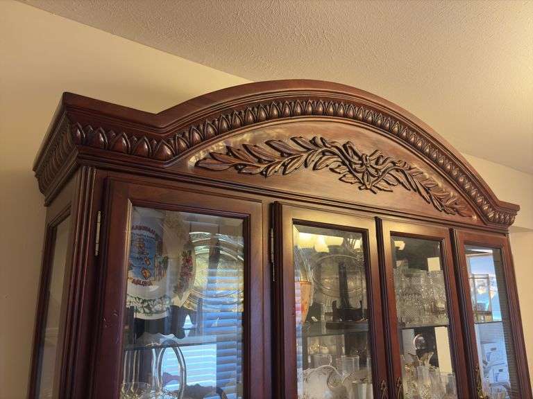 Lighted Mirror Back China Cabinet - 87”H x 60”W x 17”D