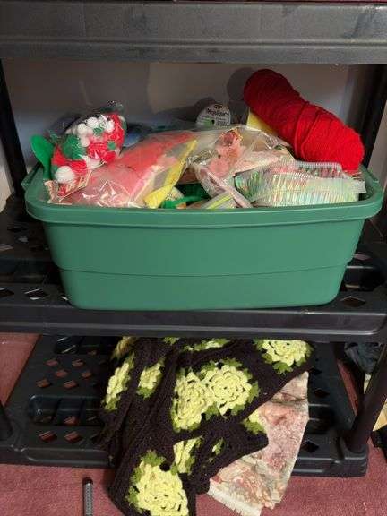 Plastic Storage Rack with Contents - 56”H x 36”W x 18”D