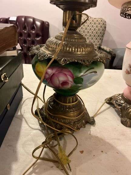 Pair of Gone with the Wind Style Lamps 25 with modern lamp