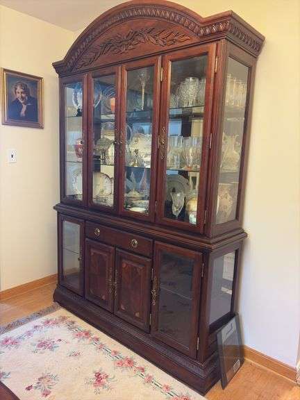 Lighted Mirror Back China Cabinet - 87”H x 60”W x 17”D