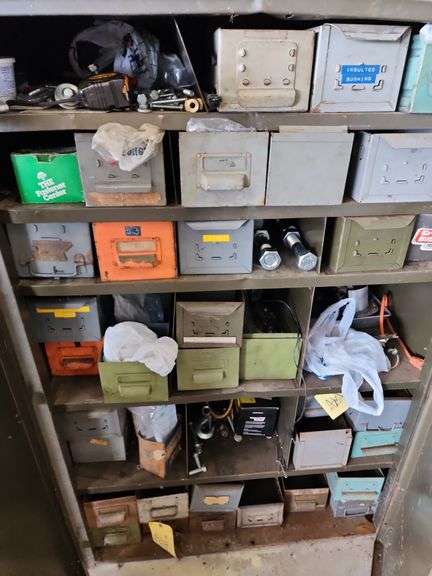 2 Door Metal Shop Cabinet 36"x23"x55" and Contents