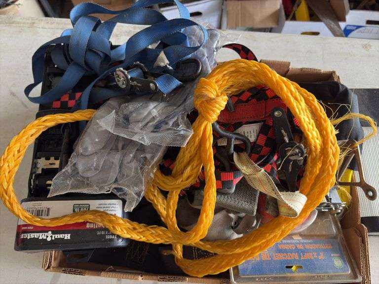 Large Group of Assorted Ratchet Straps and Misc