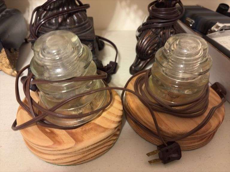 2 Table Lamps and 2 Lighted Insulators