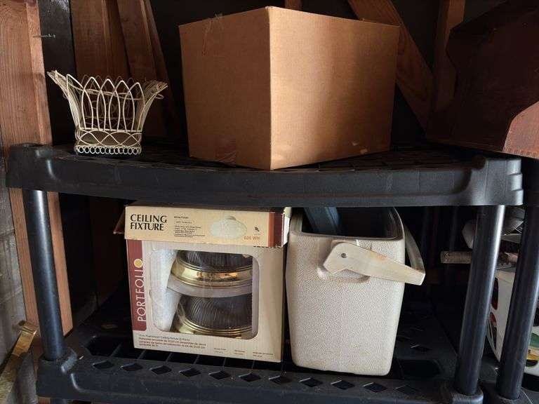 2 Plastic Storage Racks with Contents