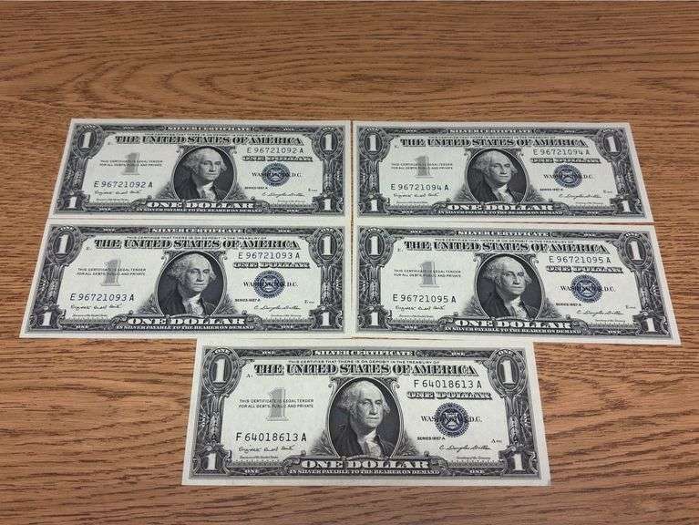 (5) 1957A $1 US Bank Notes image
