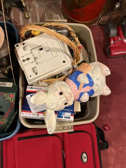 3 Totes of Housewares with Suitcase