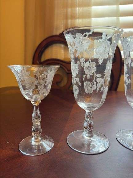Etched Glass Crystal Goblets