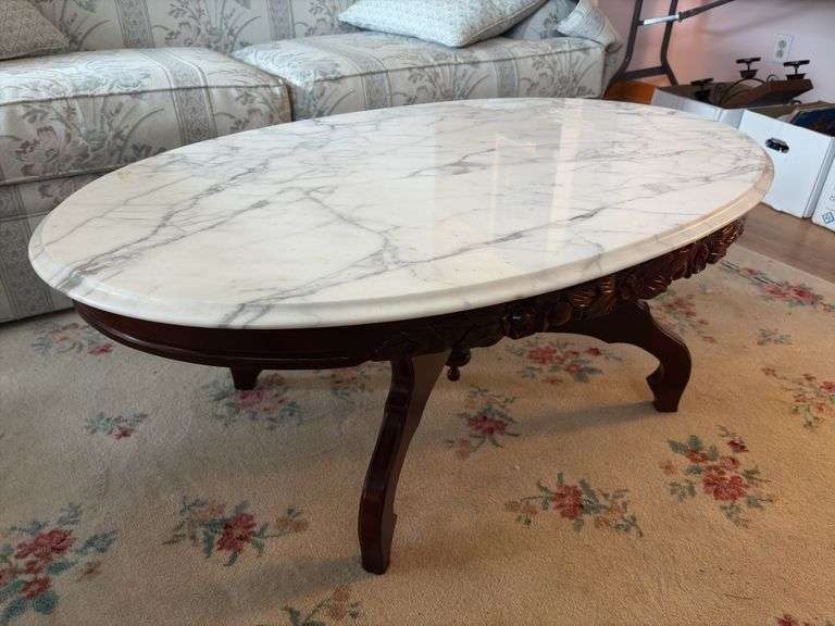 Marble Top Coffee Table - made in Italy - 46”L x 28”W x 18”H