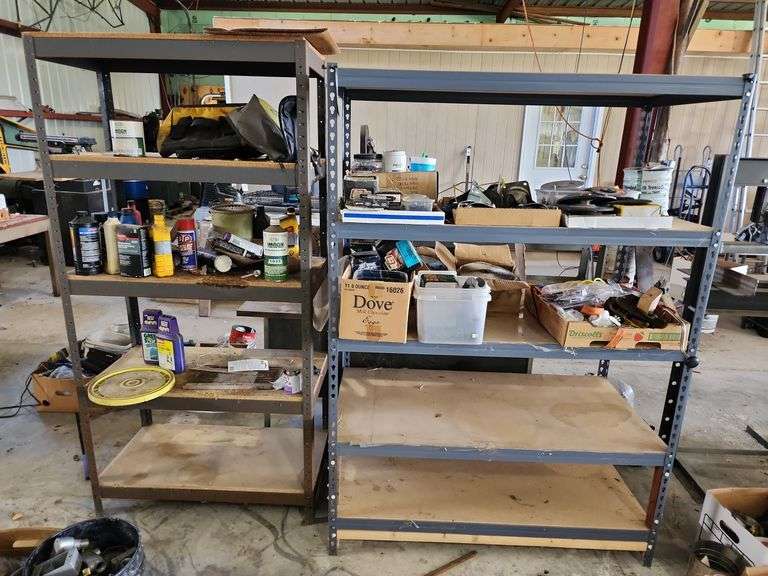 2 Shelves 48"x24"x69" and 36"x18"x72" and Contents - Assorted Hardware image
