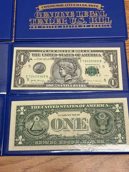 (10) 100th Anniversary Peace Silver Dollar $1 US Bank Notes