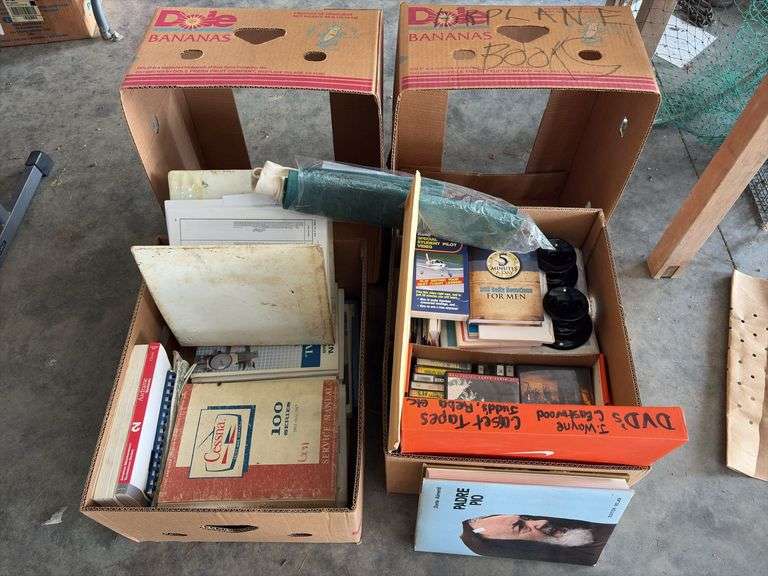 2 Boxes of Assorted Aviation Manuals Books and Cassets image