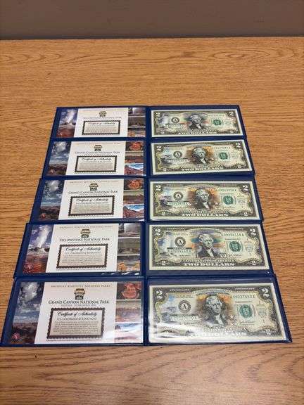 5 Colorized $2 Bank Notes - National Park Series image