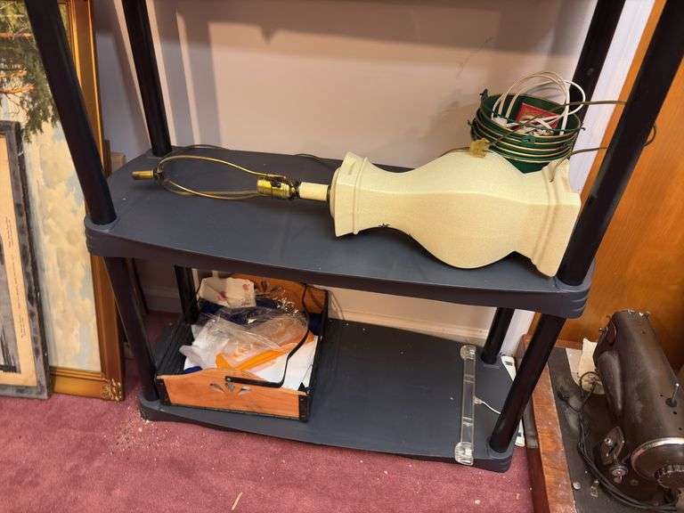Plastic Storage Rack and Contents