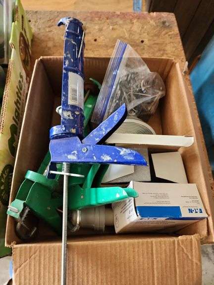 Assorted Electrical Supplies, Casters, Caulk Guns