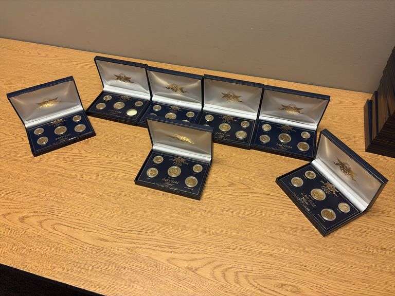 (7) 1999 US Coin 24K Gold Plated Coin Sets - one is incomplete image
