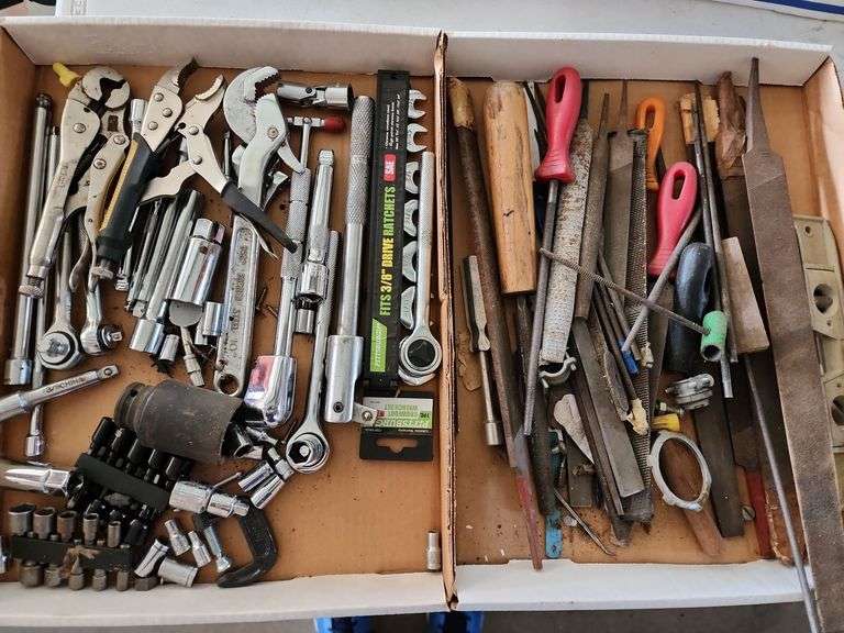 2 Flats of Assorted Files, Sockets and Pliers image