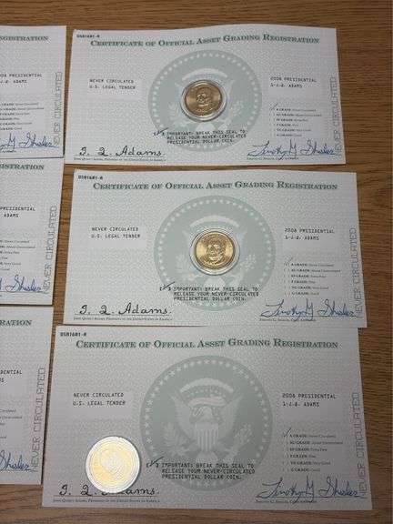(10) United States Presidential $1 Coins