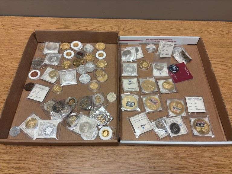 2 Box Lots of Commemorative and Replica Coins image