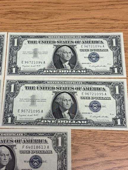 (5) 1957A $1 US Bank Notes