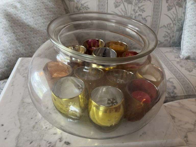 Large Glass Bowl with Candles