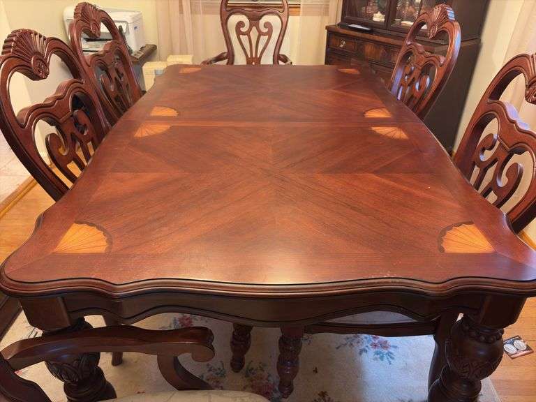 Dining Room Table with 6 Chairs - 64”L x 41”W x 30”H + 18” Leaf