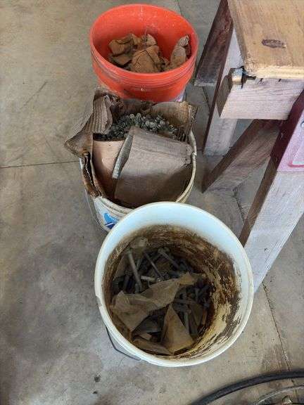 3 Buckets of Assorted Hardware image