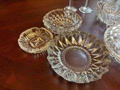 Assorted Glass Goblets, Candy Dish, Ash Trays
