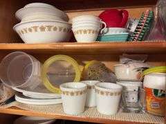 Contents of Cabinet - assorted dishes and glassware