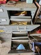 7 Drawer Parts Cabinet 19"x25"x52" and 4 Drawer Filing Cabinet 15"x28"x52"with Contents