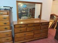 Kincaid 10 Drawer Dresser with Mirror Top - located in basement, buyer is responsible for removal, bring tools to disassemble - 60”W x 18”D x 65”H