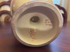 Floral Painted German Vase - 13”H - top is damaged