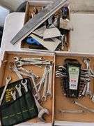 3 Flats of Assorted Wrenches and Paint Scrapers