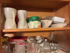 Contents of Cabinet - assorted dishes and glassware